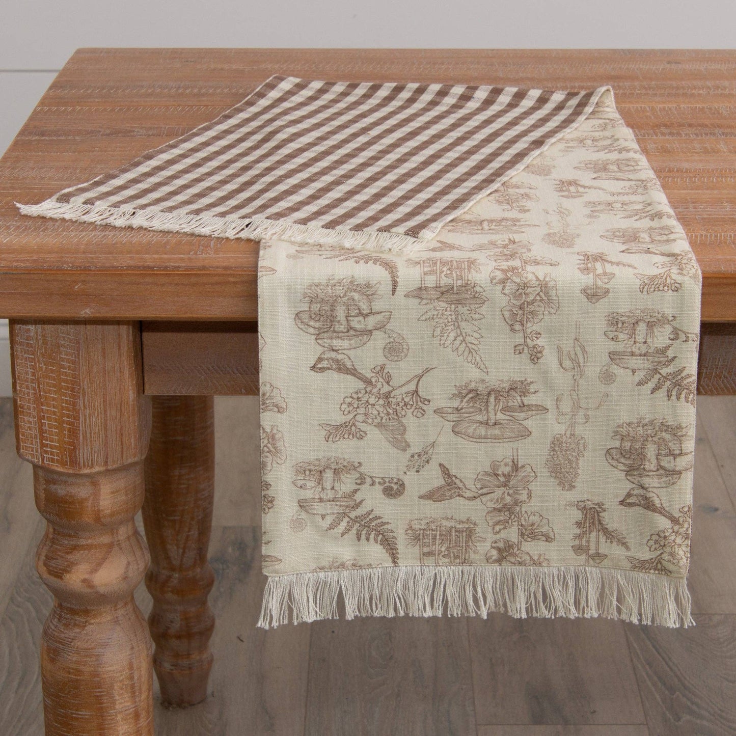 Table Runner - Mushroom And Tan Check