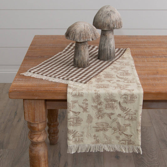 Table Runner - Mushroom And Tan Check