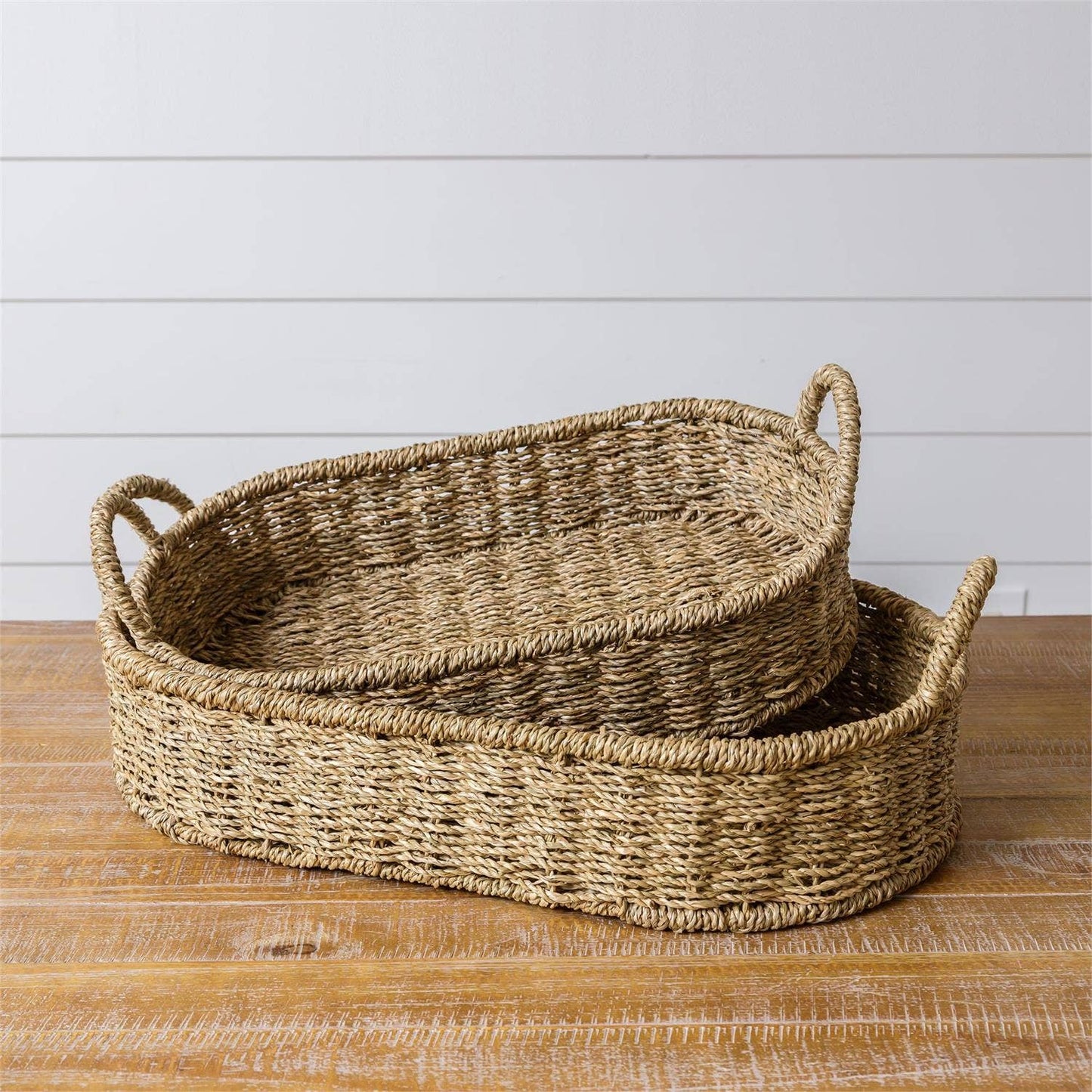 Handmade Seagrass Oval Basket Trays