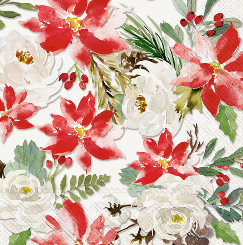 Paper Napkins | Mabel cream red Christmas Cocktail 20