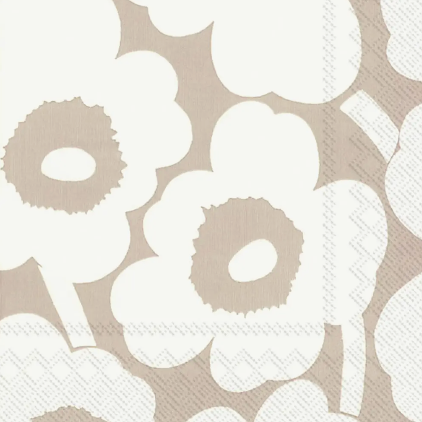 Paper Napkins | Unikko Linen Cream Christmas Cocktail 20