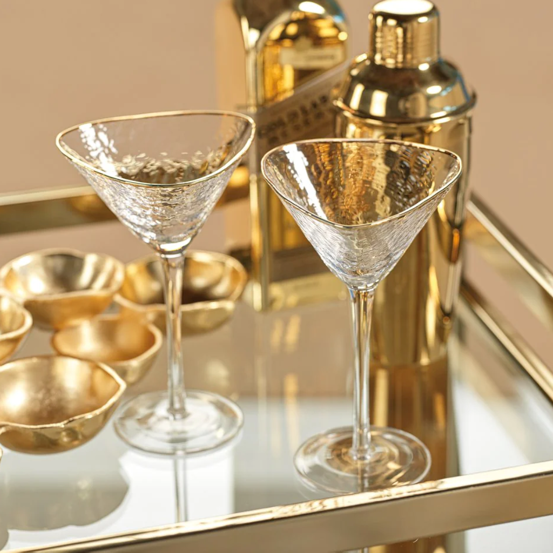 Aperitivo Triangular Glass w/ Gold Rim