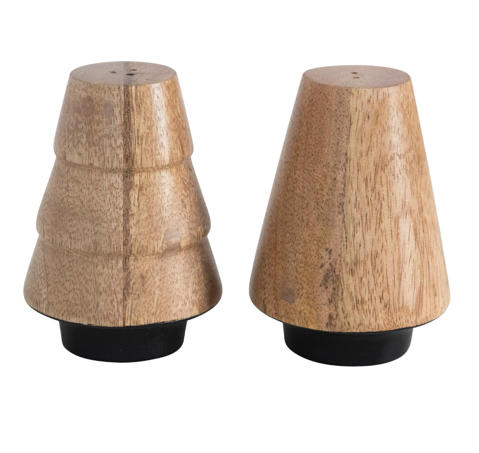 Hand-Carved Mango Wood Salt & Pepper Shakers