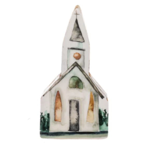 Watercolor Church Wood Block