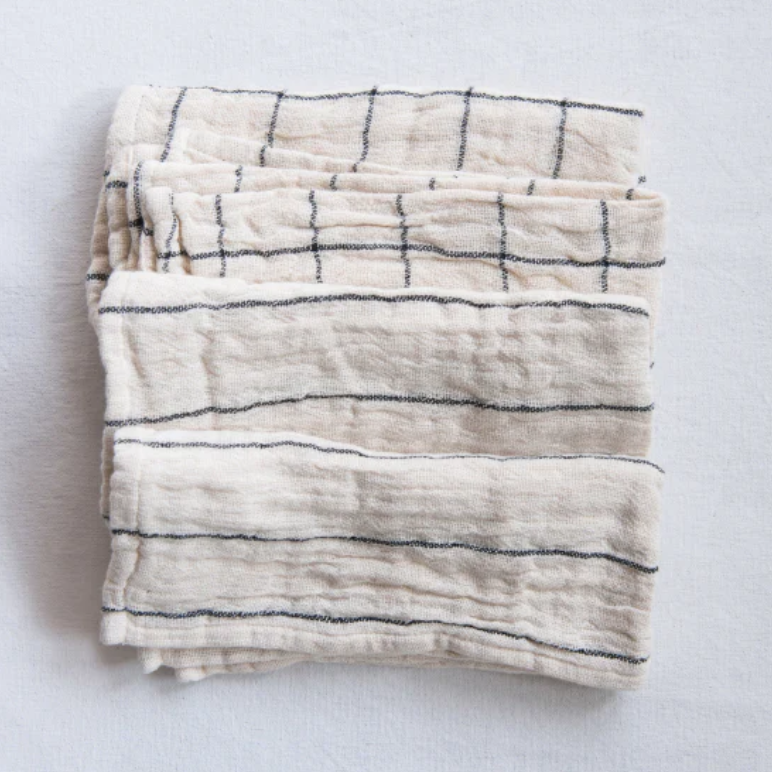 Cotton Double Cloth Napkin | Black