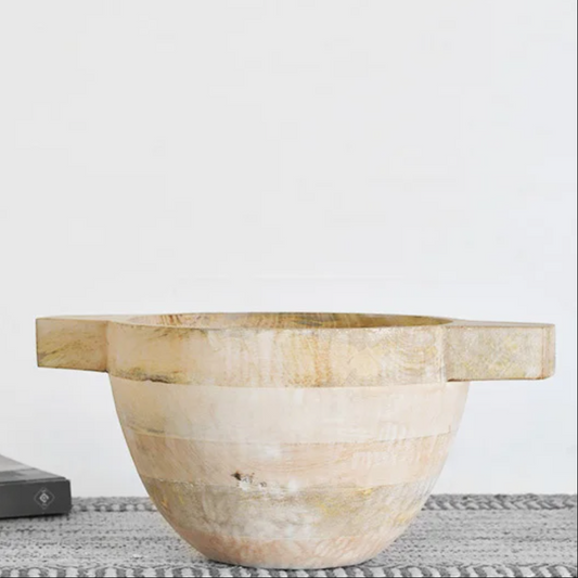 WHITE WASH WOOD BOWL