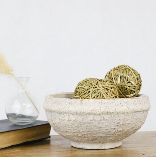 8.9" White Wash Terracotta Bowl