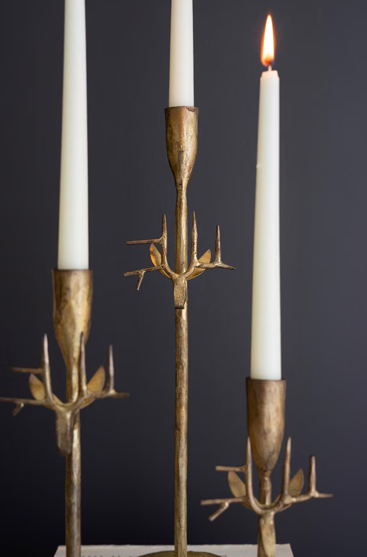 Forged Iron antique Gold Deer Taper Holders