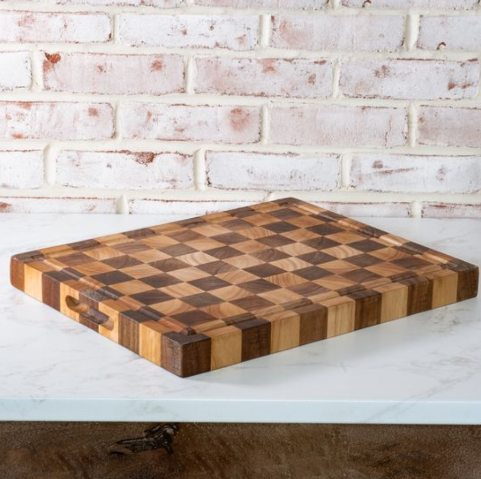 ACACIA WOOD CHECKER SERVE BOARD
