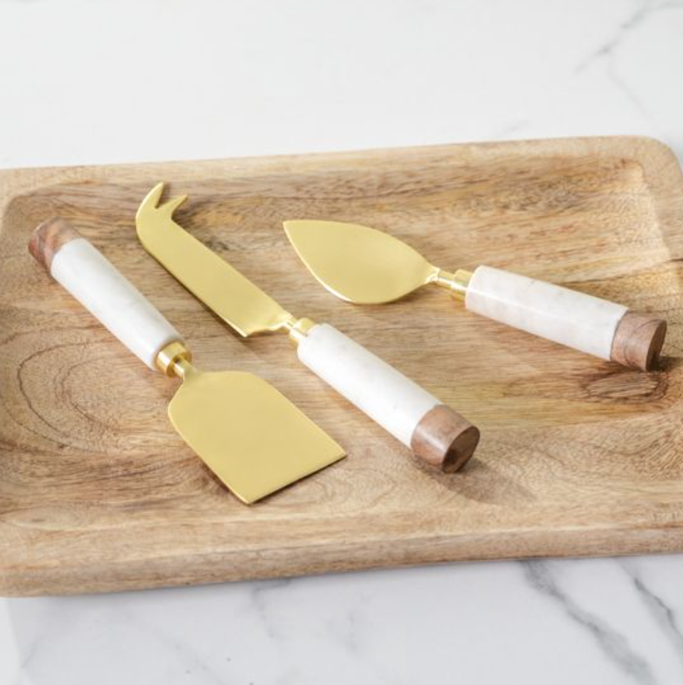 MARBLE & GOLD CHEESE KNIFE SET