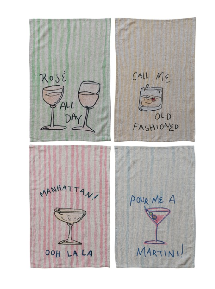 Cocktails Linen Tea Towels