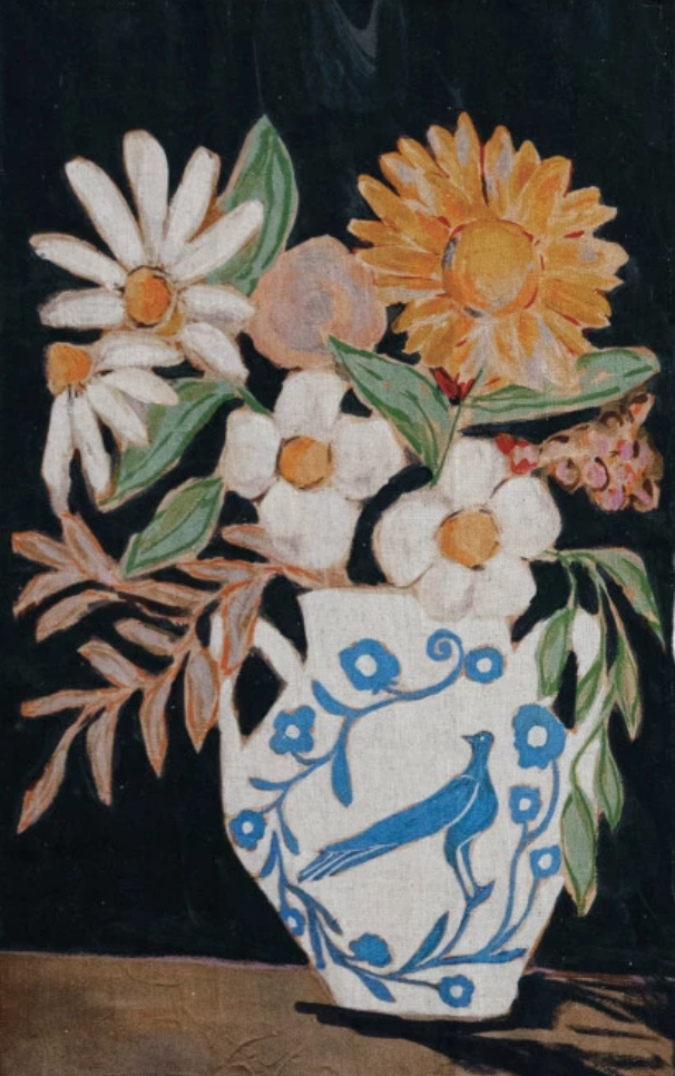 Tea Towel w/ Flowers in Vase