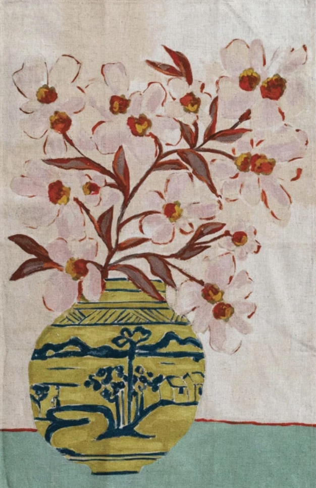 Tea Towel w/ Flowers in Vase