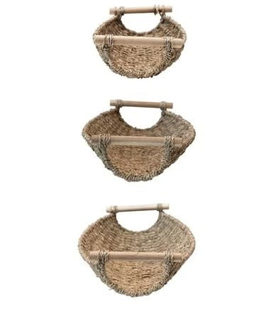 Decorative Seagrass & Metal Trays with Wood Handles | Trays | Sunday Night Dinner | |