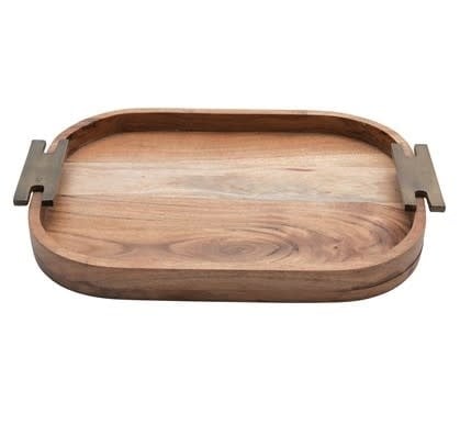 Acacia Wood Tray with Metal Handles | Trays | Sunday Night Dinner | |