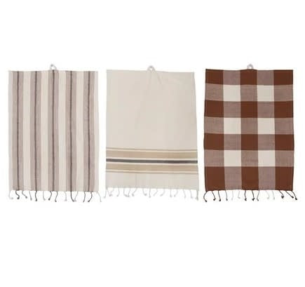Woven Cotton Yarn Dyed Tea Towel w/ Tassels | Textiles | Sunday Night Dinner | |