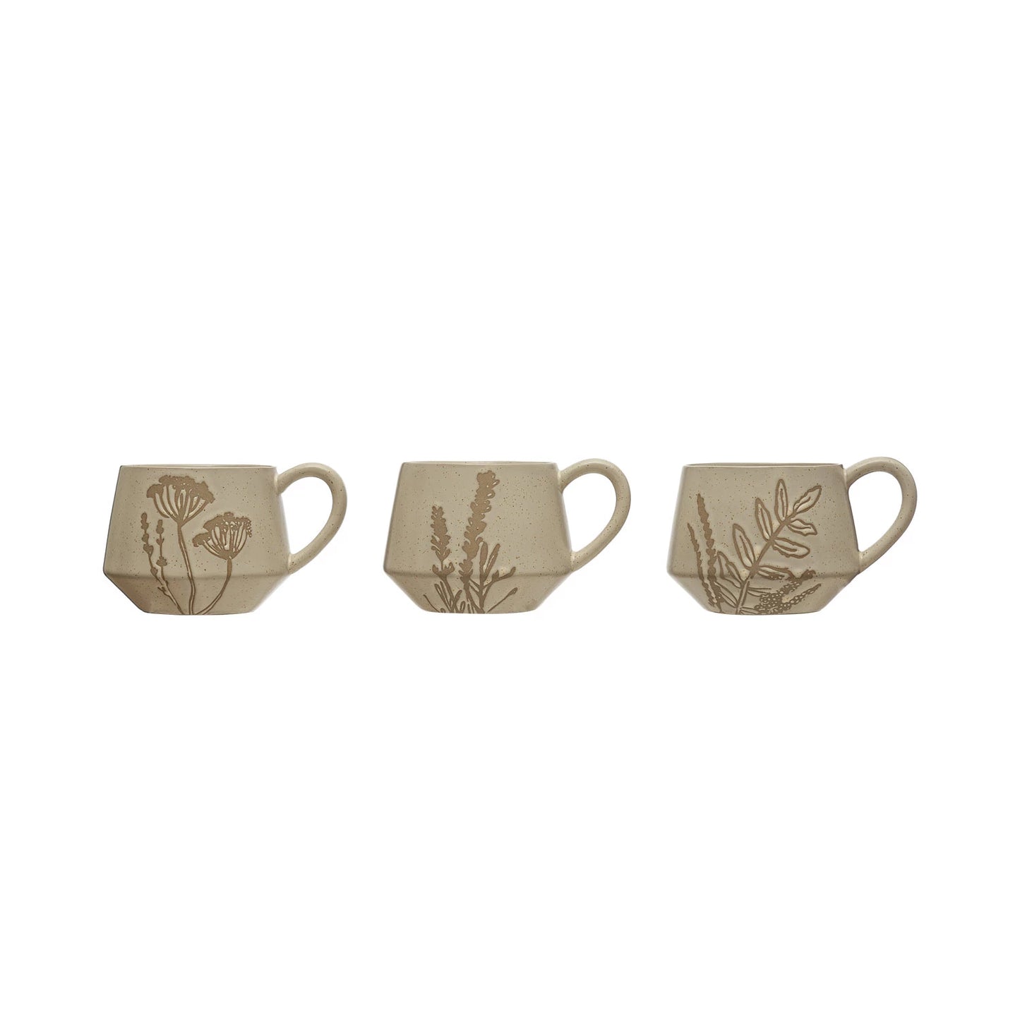 Stoneware Mug with Wax Relief Botanical
