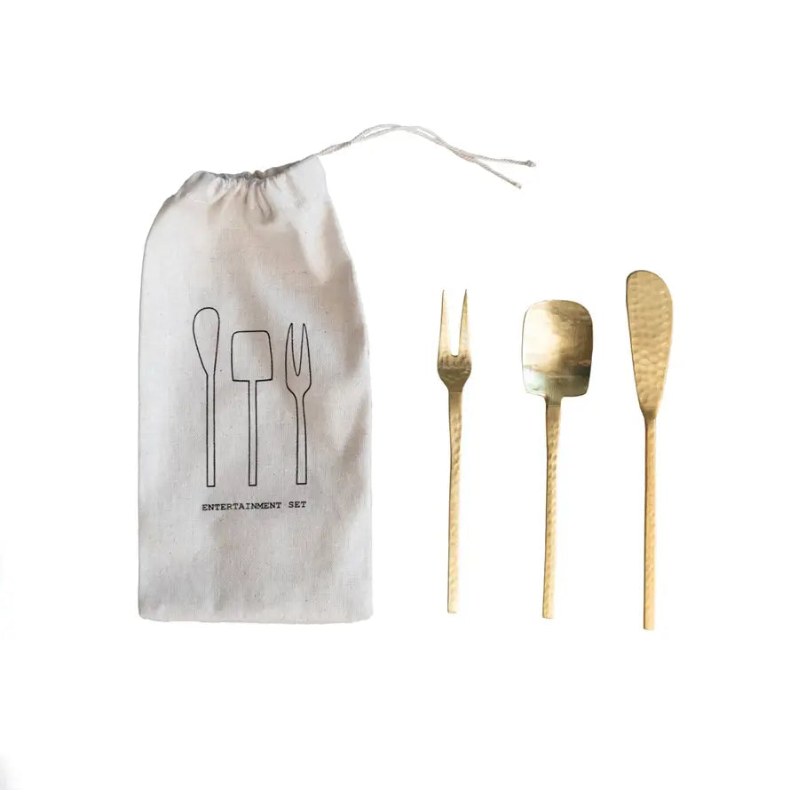 Hammered Stainless Steel Appetizer Utensils | Gold | Serveware | Sunday Night Dinner | |