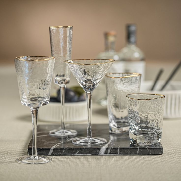 Aperitivo Triangular Glass w/ Gold Rim