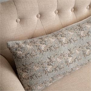 Lumbar Pillow - Knubby Slub, Dusty Blue Floral