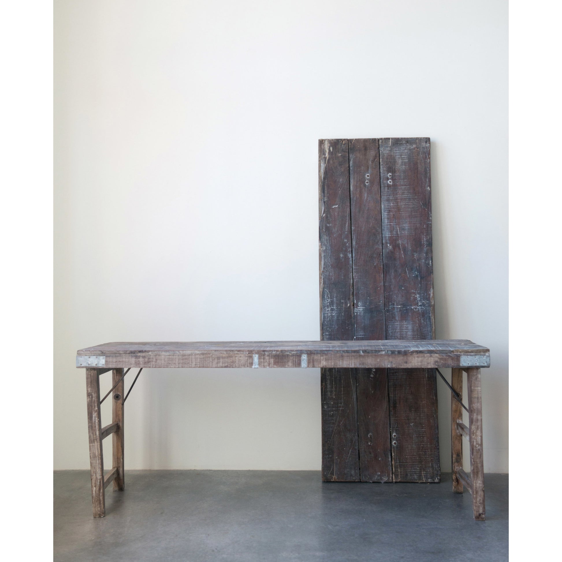 Reclaimed Wood Folding Table w/ Tin Patches-Display 22x69 | Dining | Sunday Night Dinner