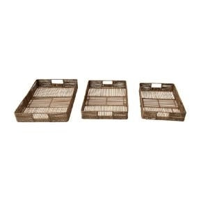 Hand-Woven Decorative Bamboo & Jute Tray with Handles-Medium | Trays | Sunday Night Dinner | |