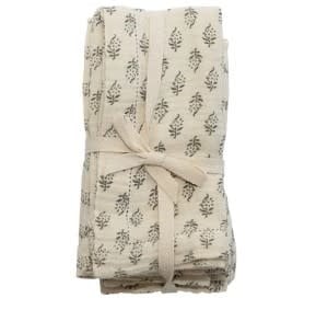 Square Cotton Napkins w/ Floral Pattern-Charcoal & Cream | Textiles | Sunday Night Dinner | |