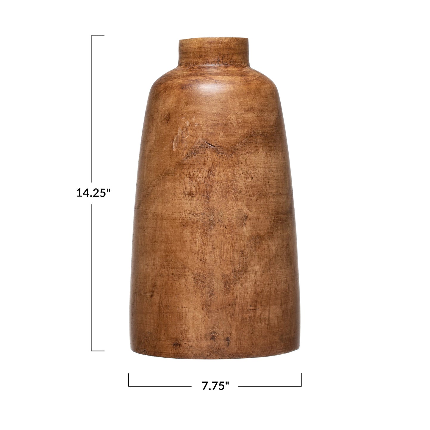 Paulownia Wood Vase with Walnut Stained Finish
