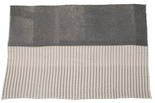 60"L x 50"W Cotton Blend Slub Throw w/ Frayed Edges, Black & Cream | Textiles | Sunday Night Dinner | |