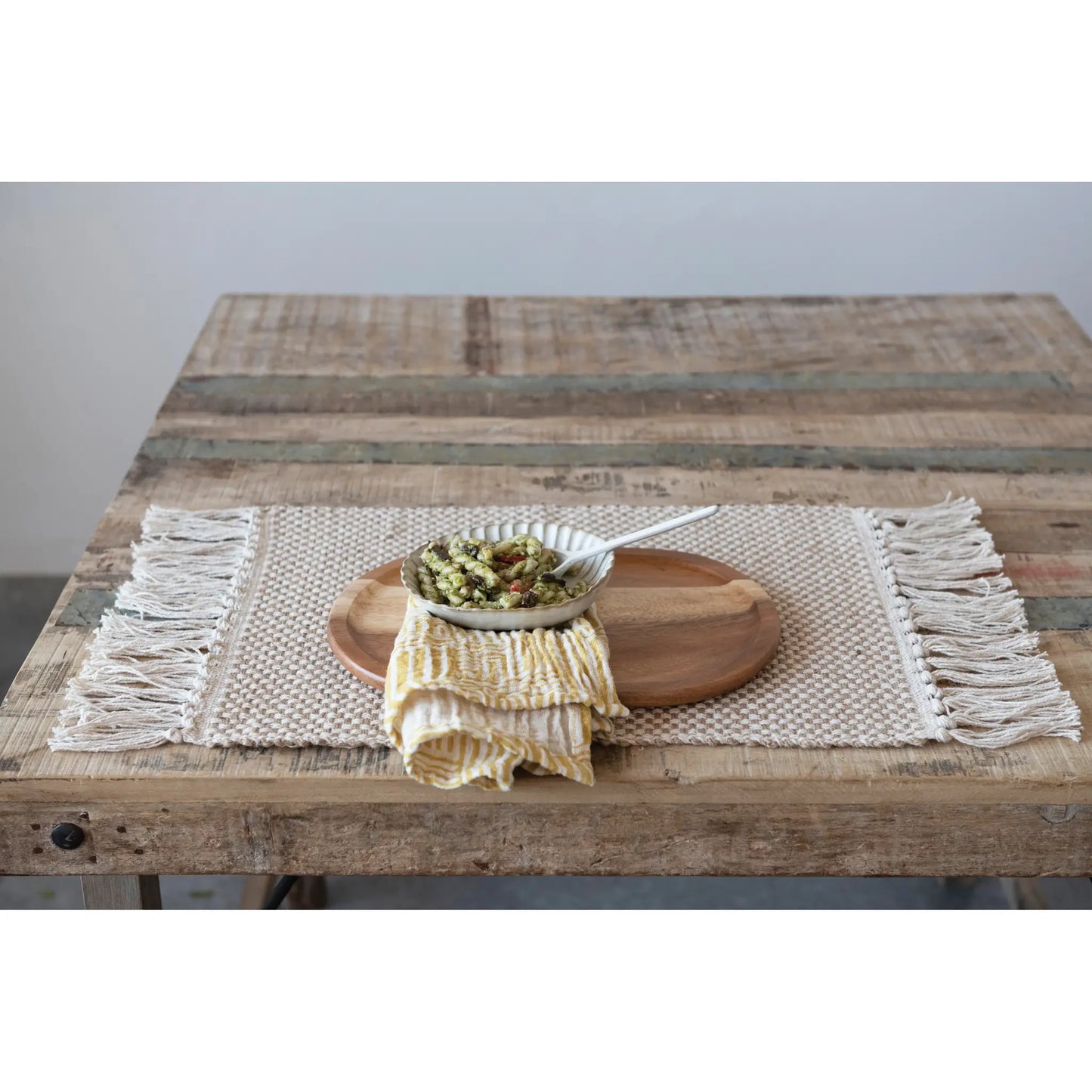Woven Jute & Cotton Placemat w/ Fringe - Cream | Textiles | Sunday Night Dinner | |
