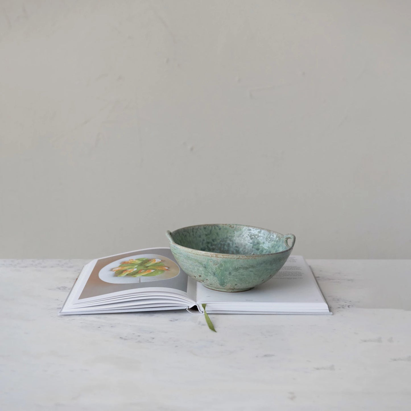 Stoneware Berry Bowl w/ Handles | Aqua