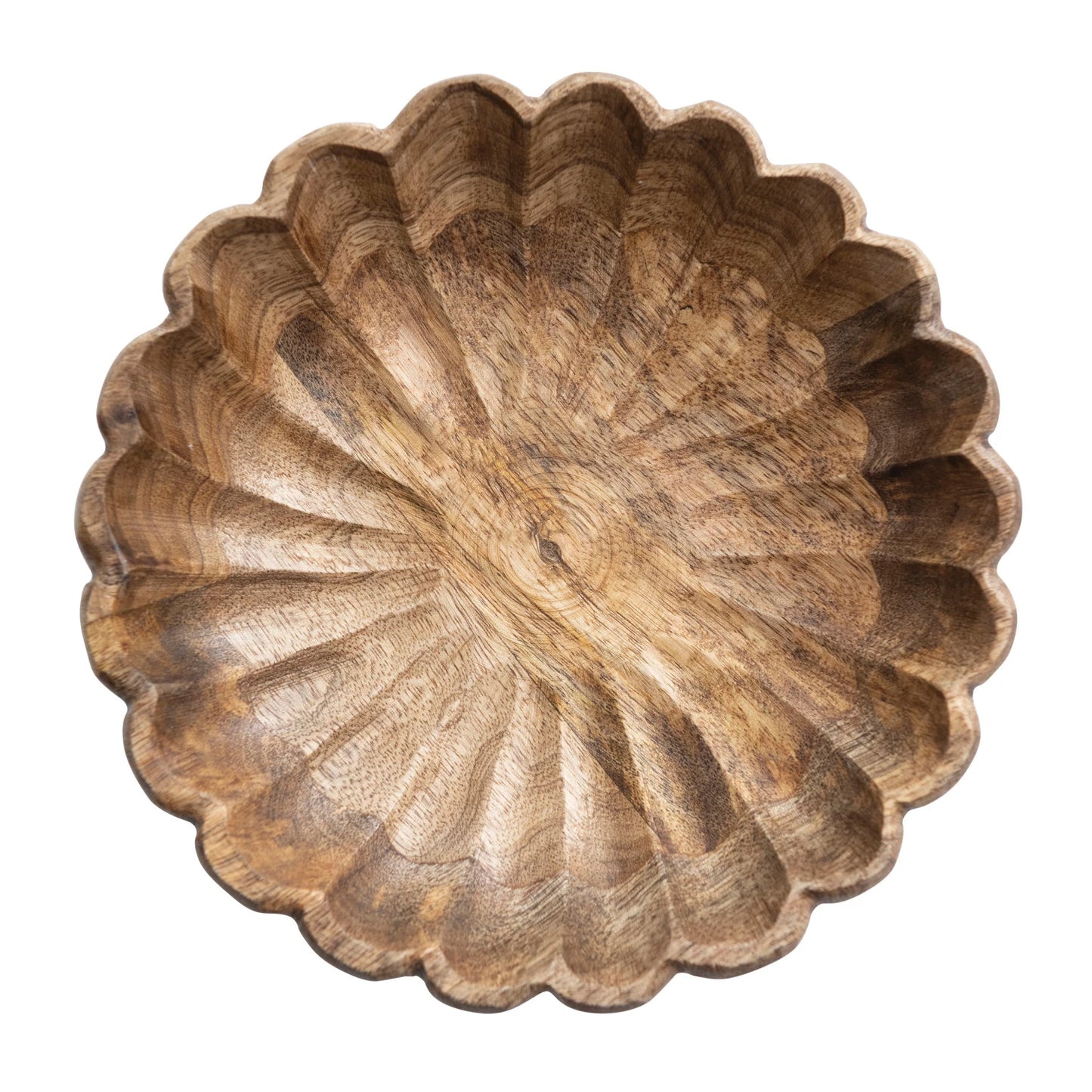 Mango Wood Scalloped Bowl