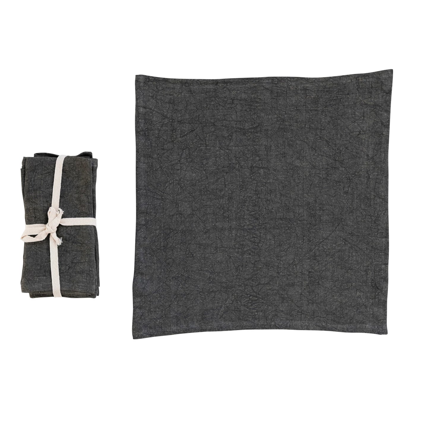 Square Stonewashed Linen Napkin - Charcoal