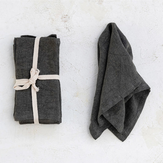 Square Stonewashed Linen Napkin - Charcoal