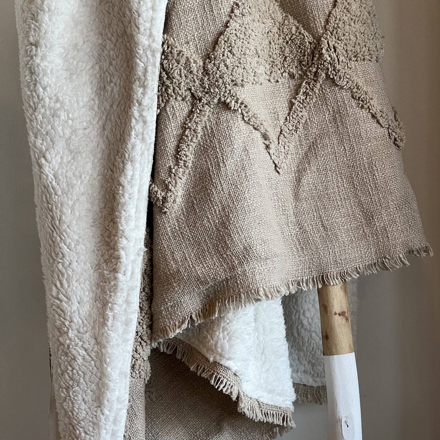 Cotton Blend Tufted Throw w/ Pattern, Fringe & Sherpa Back | Textiles | Sunday Night Dinner