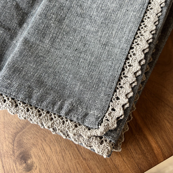 Square Cotton Napkins w/ Lace Trim, Charcoal | Textiles | Sunday Night Dinner | |
