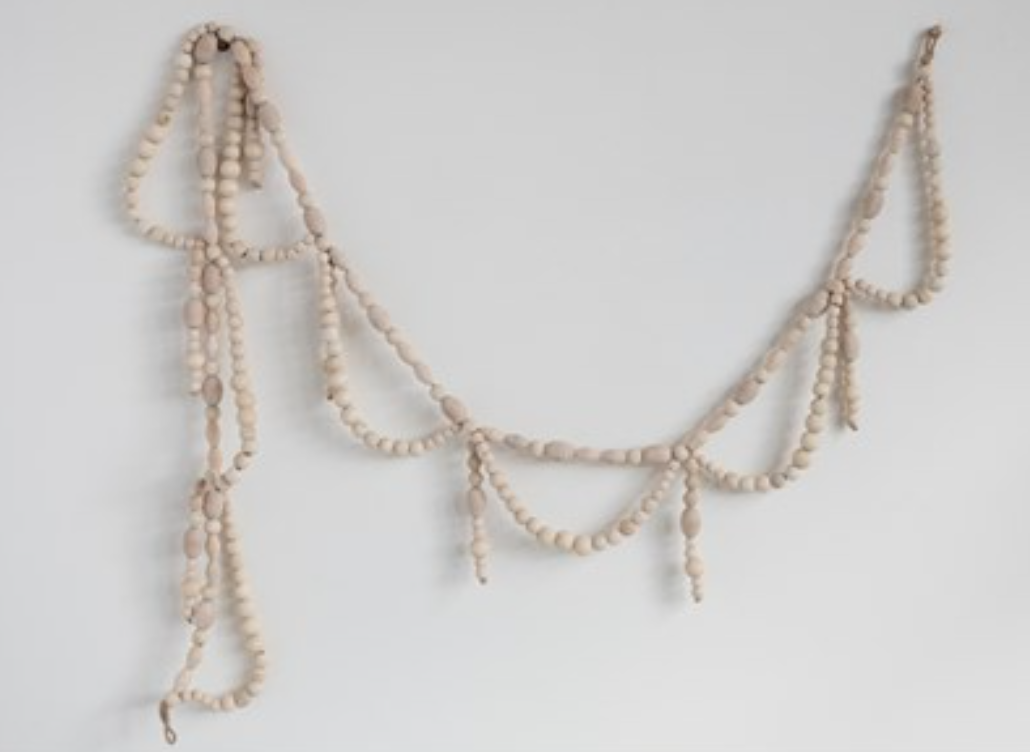 72"L Paulownia Wood Bead Swag Garland | Entertainment | Sunday Night Dinner | |