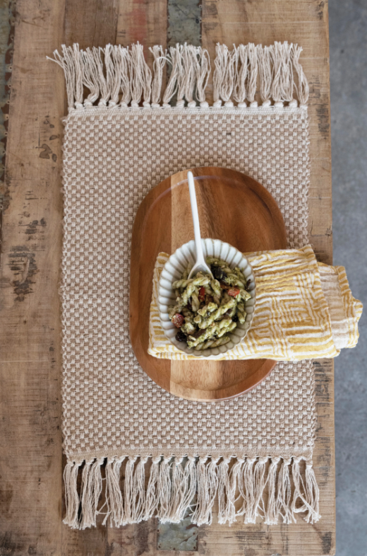 Woven Jute and Cotton Placemat with Fringe | Textiles | Sunday Night Dinner | |