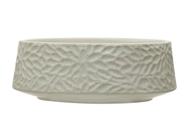 Stoneware Planter/Bowl with Floral Design | Containers | Sunday Night Dinner | |