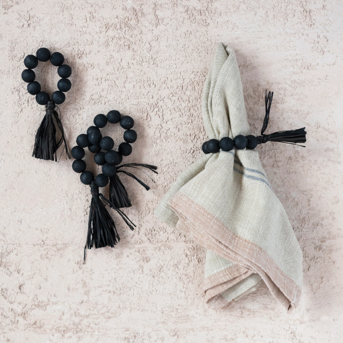 Wood Bead Napkin Ring w/ Tassel | Textiles | Sunday Night Dinner | |