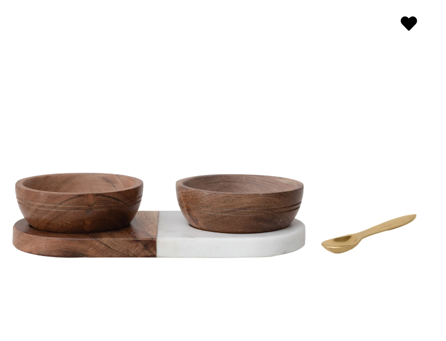 Acacia Wood & Marble - Bowls and Brass Spoon | Kitchen | Sunday Night Dinner | |