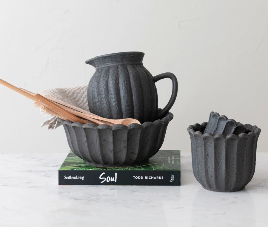 Stoneware Flower Shaped Bowl - Black | Serveware | Sunday Night Dinner | |