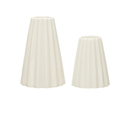 Fluted Stoneware Taper Holders - Set of 2 | Candle Holders | Sunday Night Dinner | |
