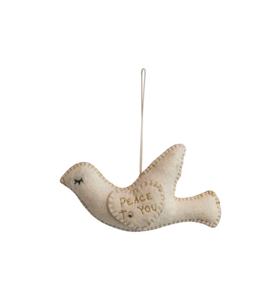 Handmade Wool Felt Dove Ornament w/ Embroidery | Holiday | Sunday Night Dinner | |