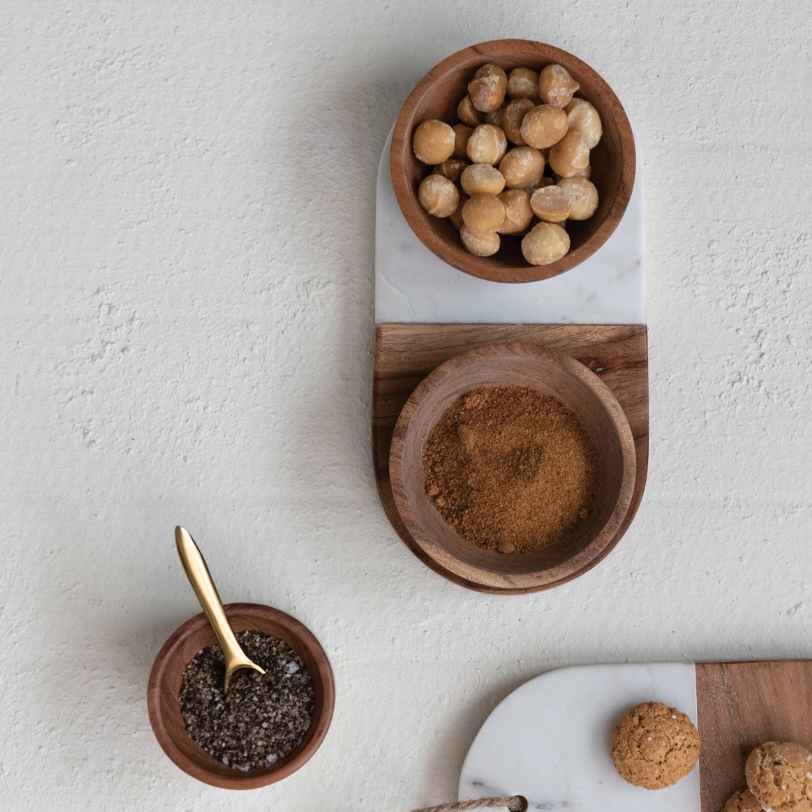 Acacia Wood & Marble - Bowls and Brass Spoon | Kitchen | Sunday Night Dinner | |
