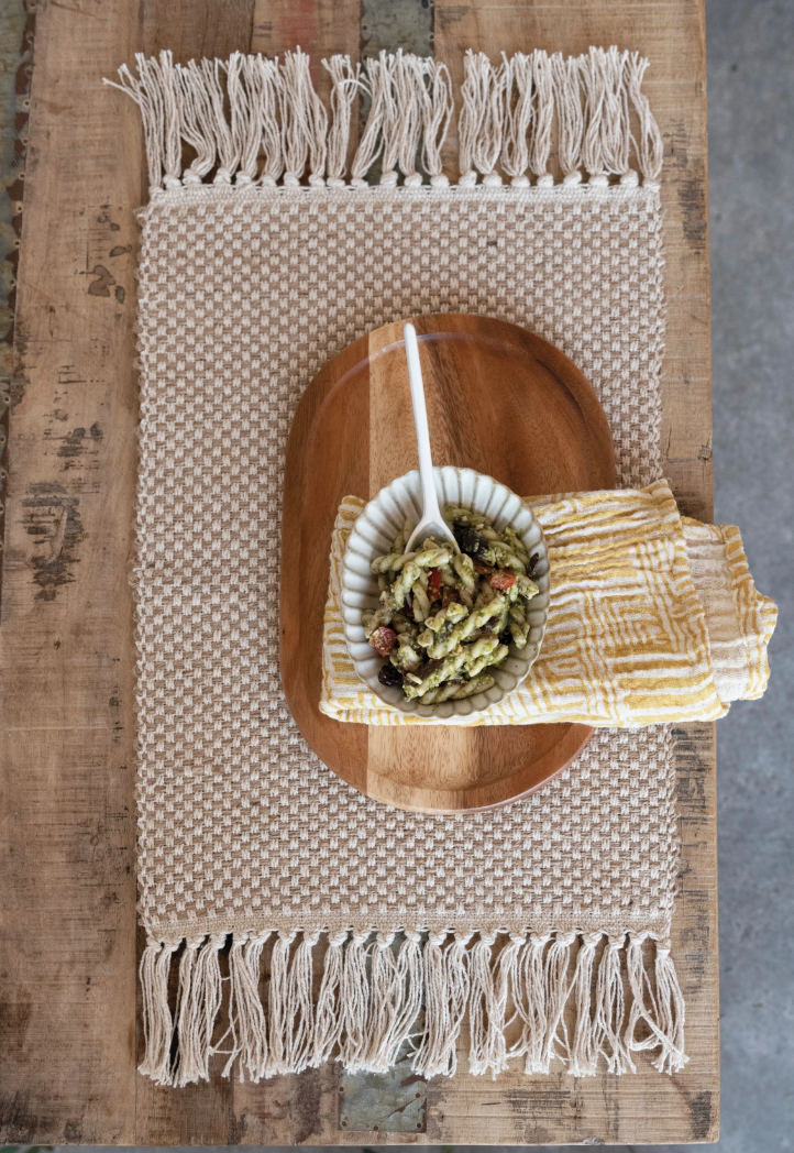 Woven Jute & Cotton Placemat w/ Fringe - Cream | Textiles | Sunday Night Dinner | |
