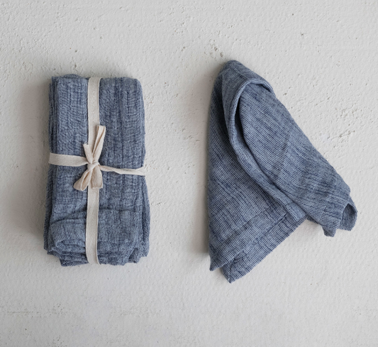 Woven Cotton + Linen Slub Napkin - Blue | Textiles | Sunday Night Dinner |  |
