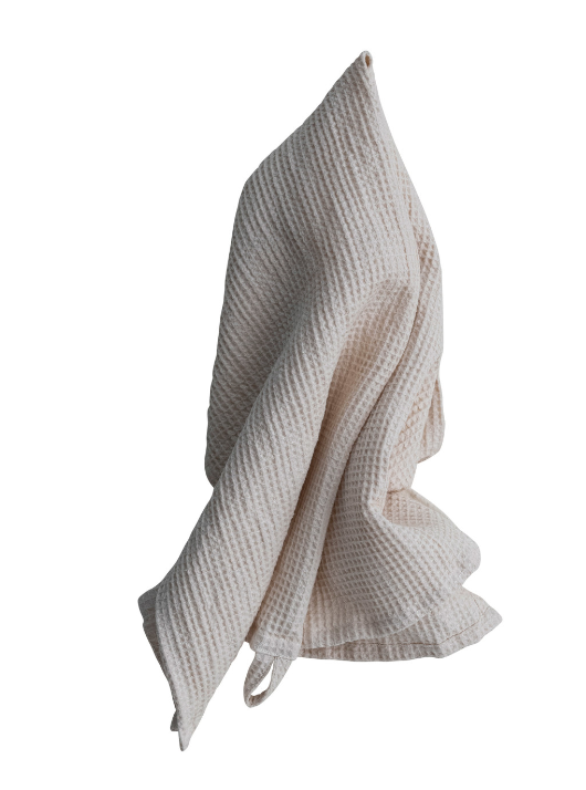 Oversized Woven Lien + Cotton Waffle Tea Towel - Ivory | Textiles | Sunday Night Dinner | |