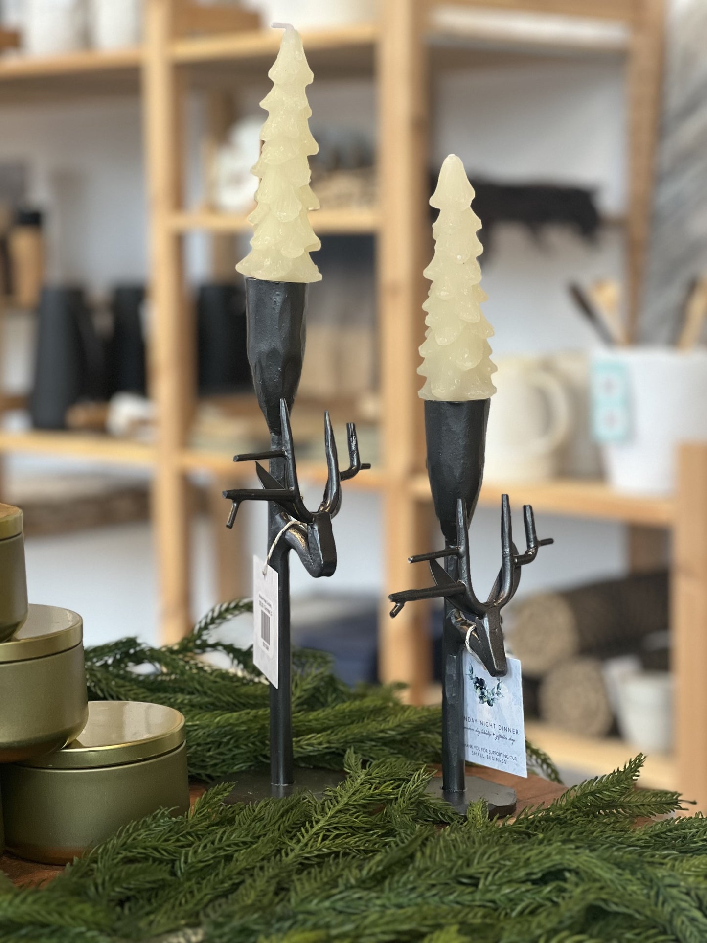 Reindeer Forged Candlestick -