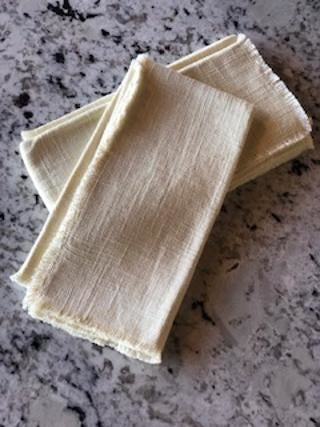 18" Square Linen Blend Napkin with Fringe Trim, Cream | Textiles | Sunday Night Dinner | |